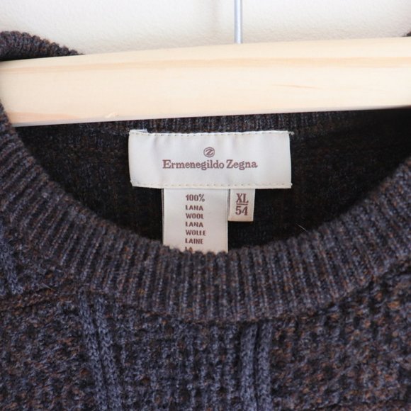 SOLD Ermenegildo Zegna 100% Italian Lana Wool Knit Sweater Crew Neck Size L /52 - Picture 3 of 4